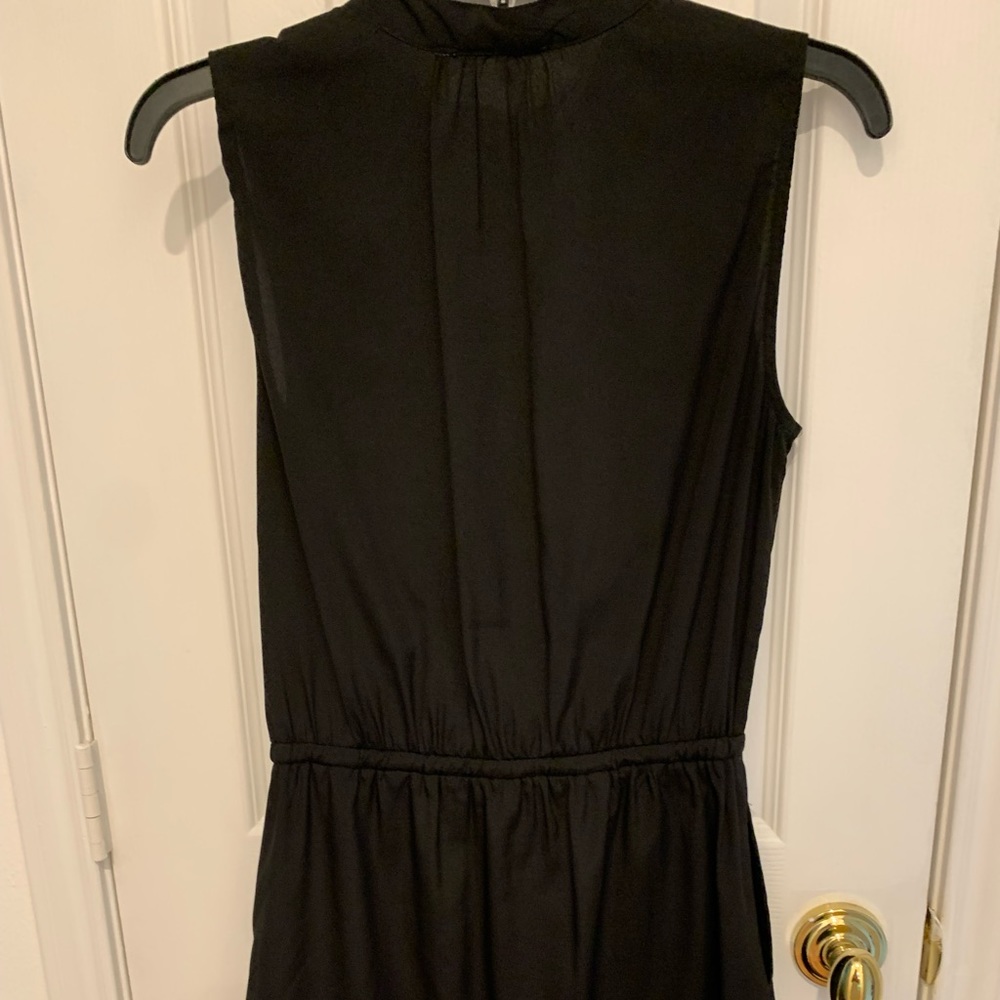 Bridget Bailey Small V Neck Black Dress with drawstring waist & pockets